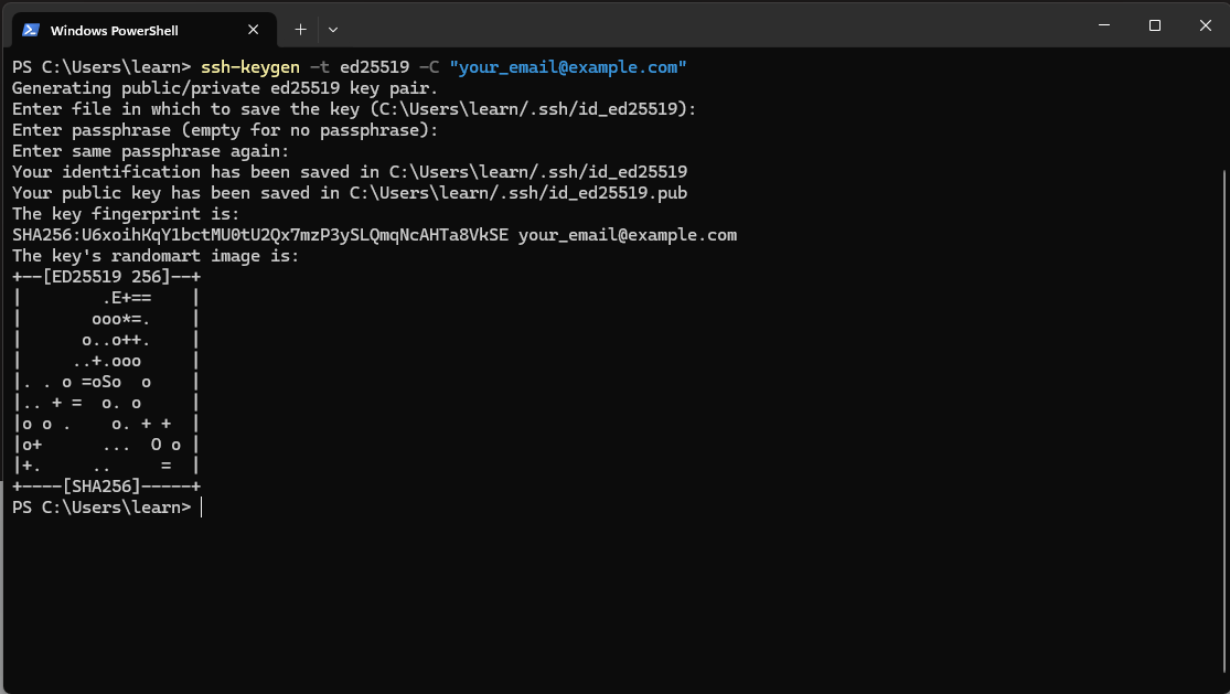 SSH key creation example